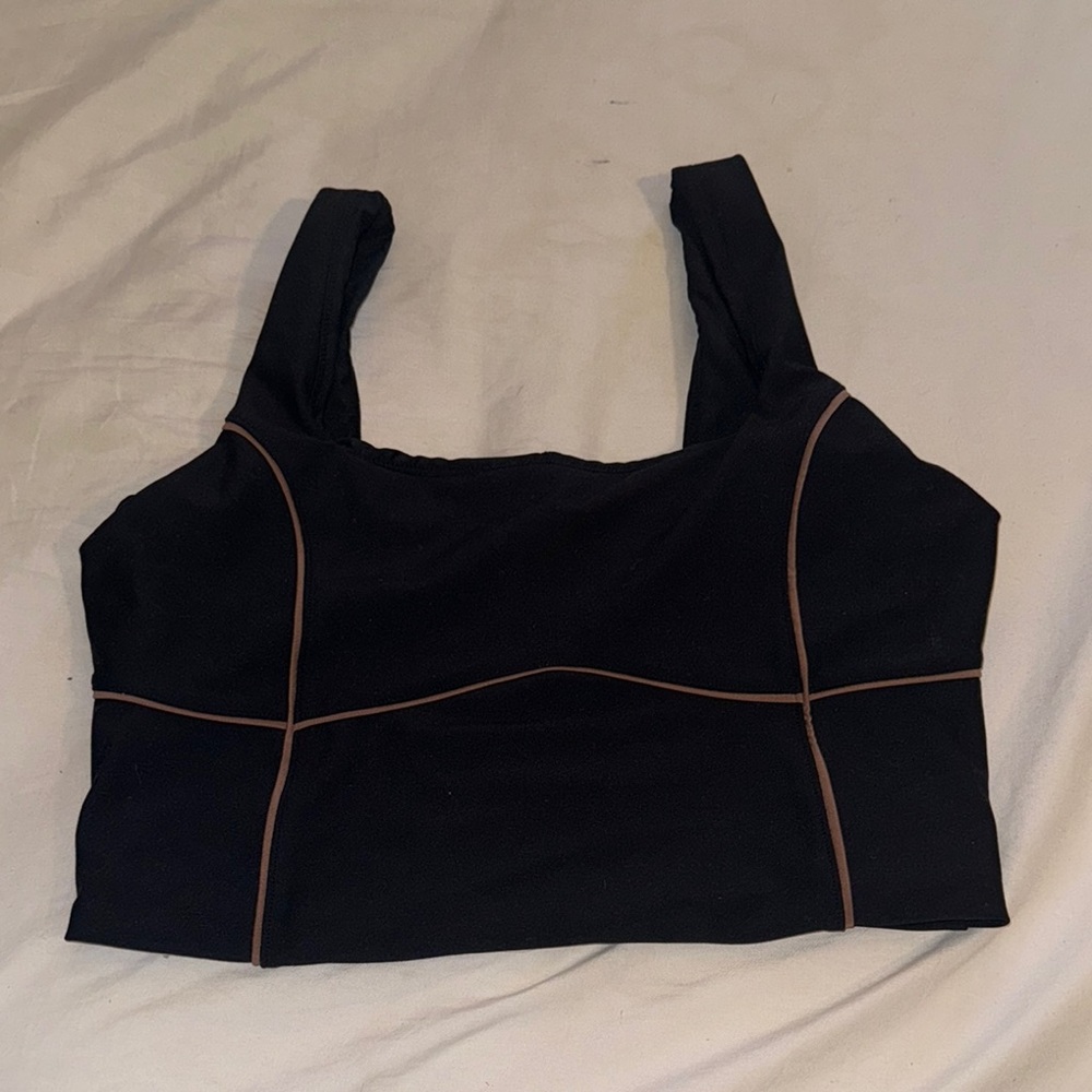 YPB Black Crop Top with Tan Details
